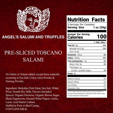 Pre-Sliced Italian Toscano Salami (3oz)