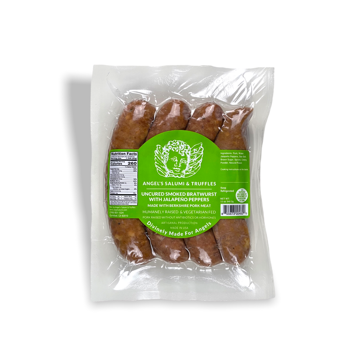 Jalapeño Pepper Uncured Smoked Bratwurst (12oz)