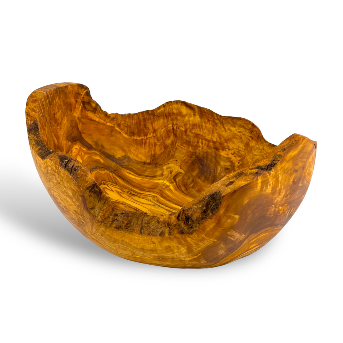 Medium Rustic Olive Wood Bowl (11"D x 4.5"H)